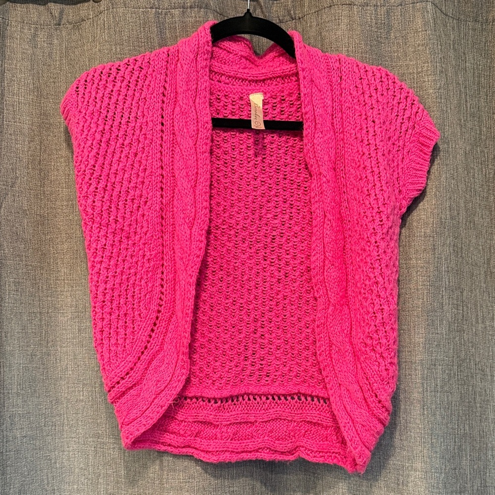 Cherokee Bright Pink Open-Front Sweater